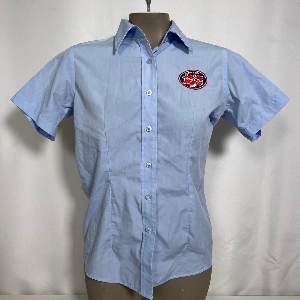 Jersey Mikes Subs Employee Uniform Light Blue Button Up Work Shirt Women's SMALL